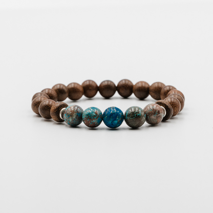 Azure Standard Bracelet – Azurite Stone and Wood Bead mens bracelet | Stone N Luxe
