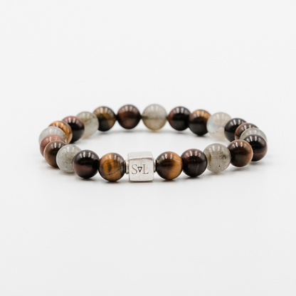 Primal Eclipse Bracelet – Tiger Eye Red Tiger Eye and Labradorite mens bracelet | Stone N Luxe