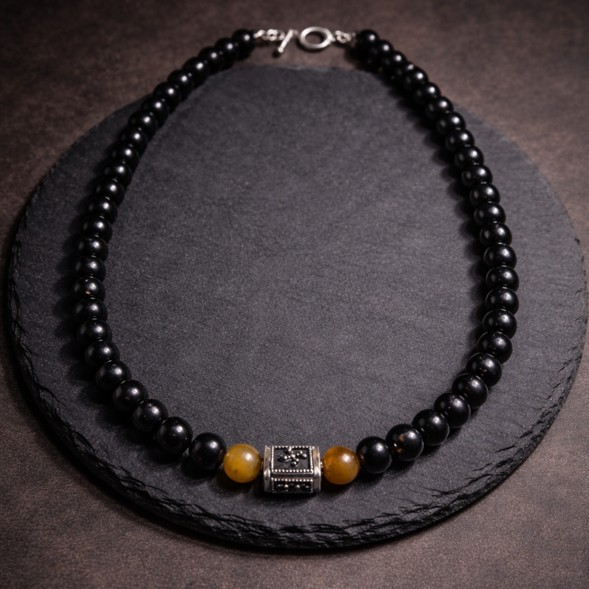 Onyx Valor Necklace – Black Onyx and Tiger Eye mens necklace | Stone N Luxe