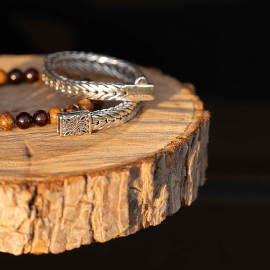 Crimson Terra Bracelet – garnet jasper bracelet worn on wrist | Stone N Luxe