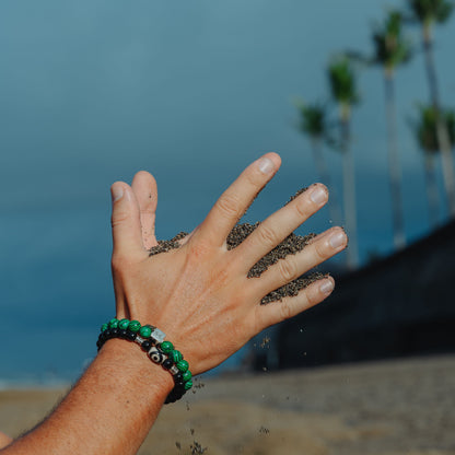 Veridian Velvet Set – green and dark gemstone bracelet stack worn on wrist | Stone N Luxe