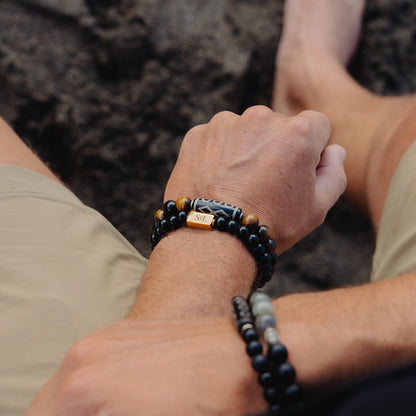 Grounding Energy Set – powerful dark gemstone bracelet set worn on wrist | Stone N Luxe