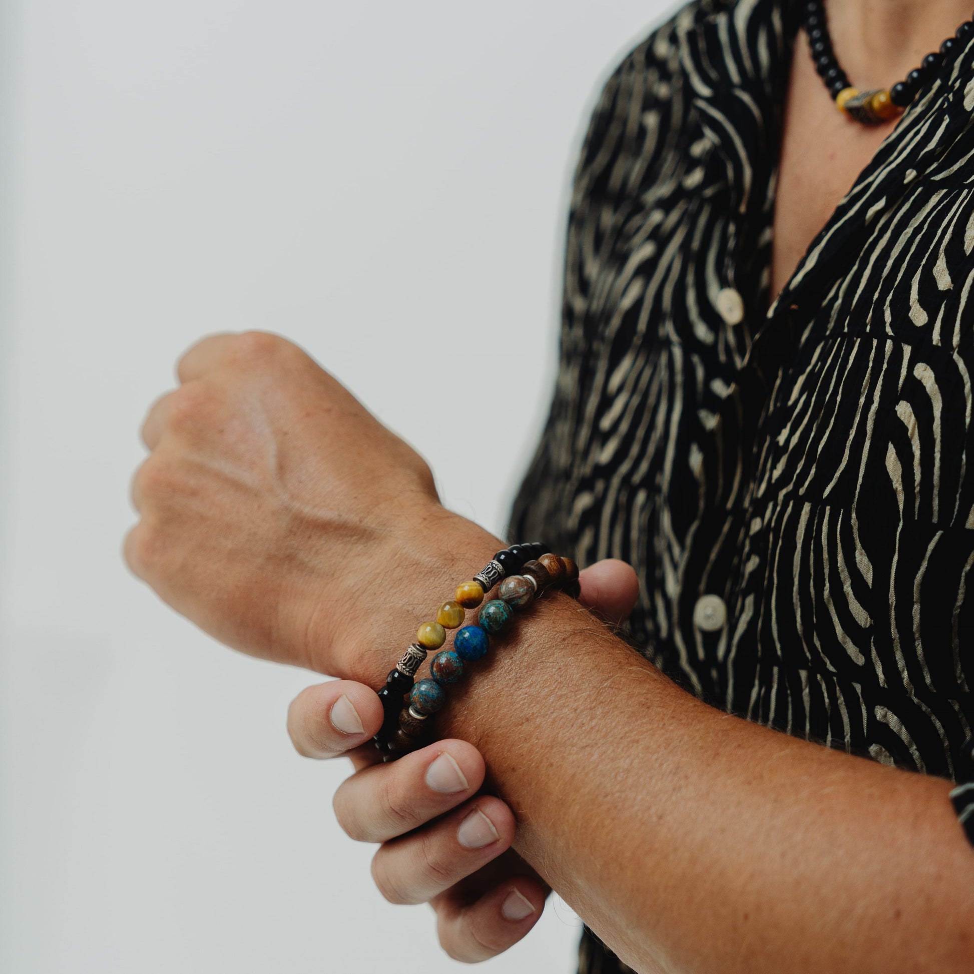 Deep Earth Set – earthy stone bracelet set worn on wrist | Stone N Luxe