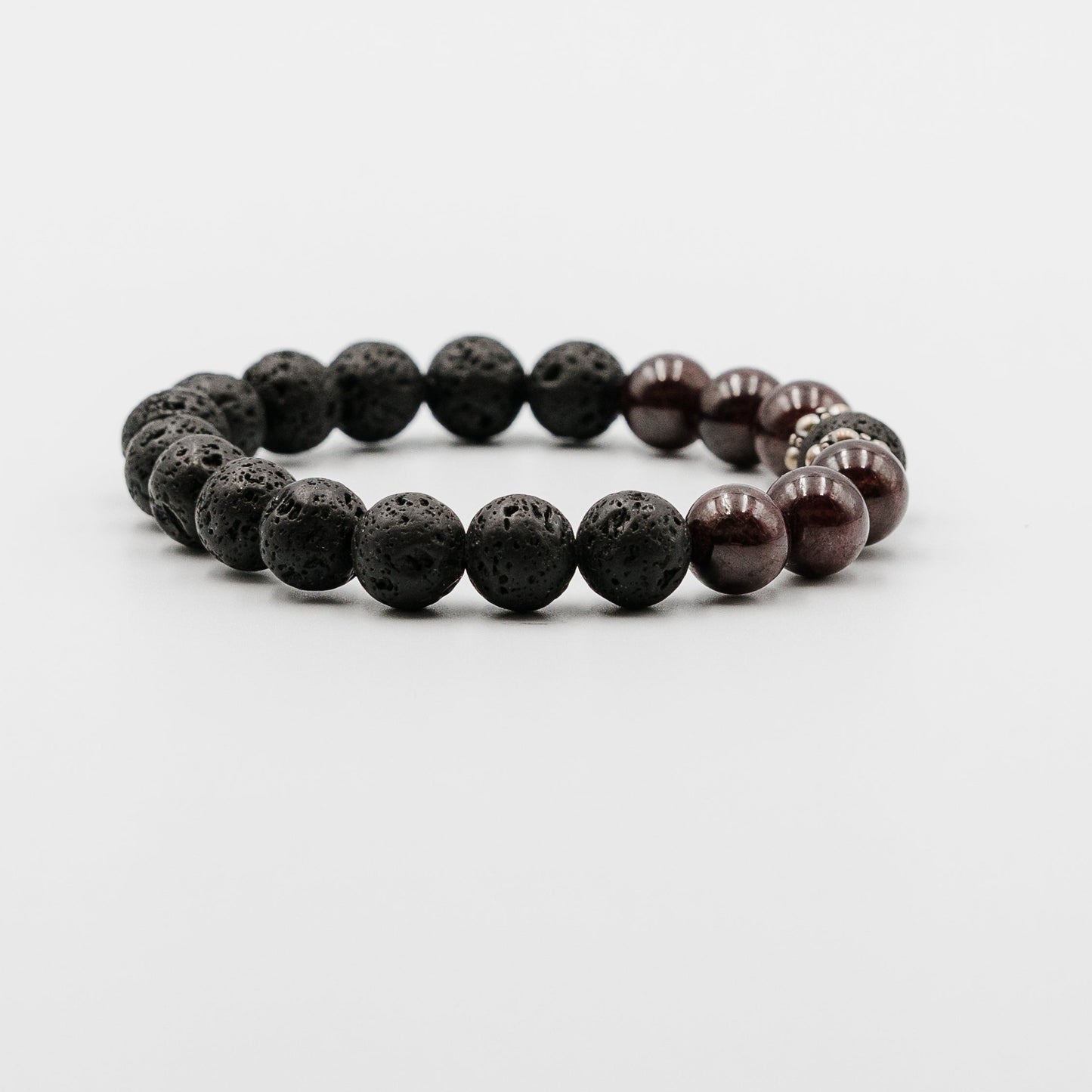Noir Volcanic Bracelet – lava stone garnet silver spacers bracelet detail | Stone N Luxe