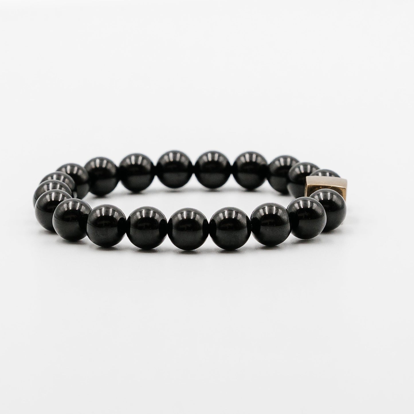 Black Sovereign Bracelet – gold plate logo bead black onyx detail | Stone N Luxe