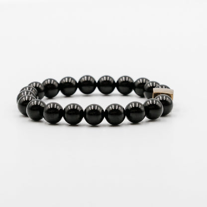 Black Sovereign Bracelet – gold plate logo bead black onyx detail | Stone N Luxe