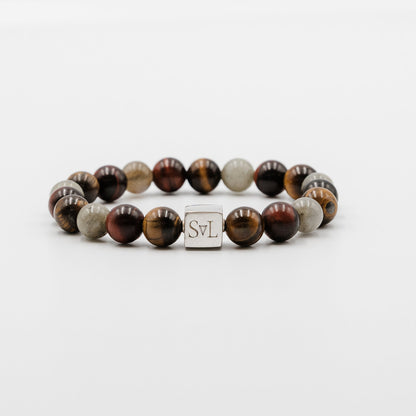 Solar Eclipse Bracelet – Red Tiger Eye and Labradorite mens bracelet | Stone N Luxe
