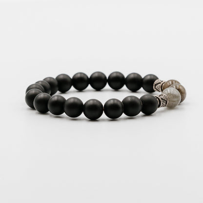 Shadow Prism Bracelet – black onyx labradorite silver bracelet detail | Stone N Luxe