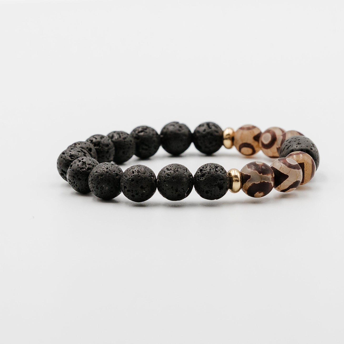Ashen Creed Bracelet – lava stone antique agate bracelet detail | Stone N Luxe