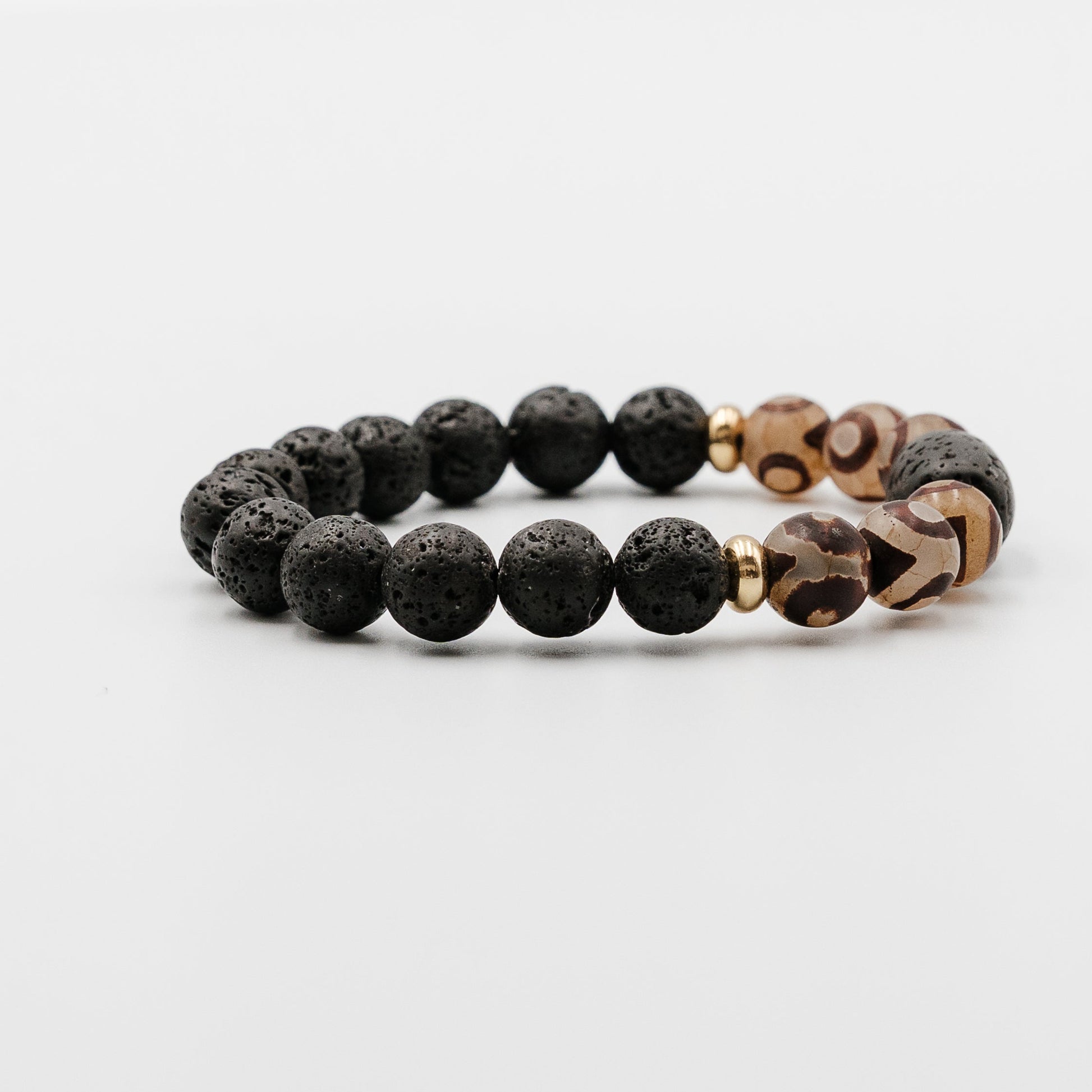 Ashen Creed Bracelet – lava stone antique agate bracelet detail | Stone N Luxe
