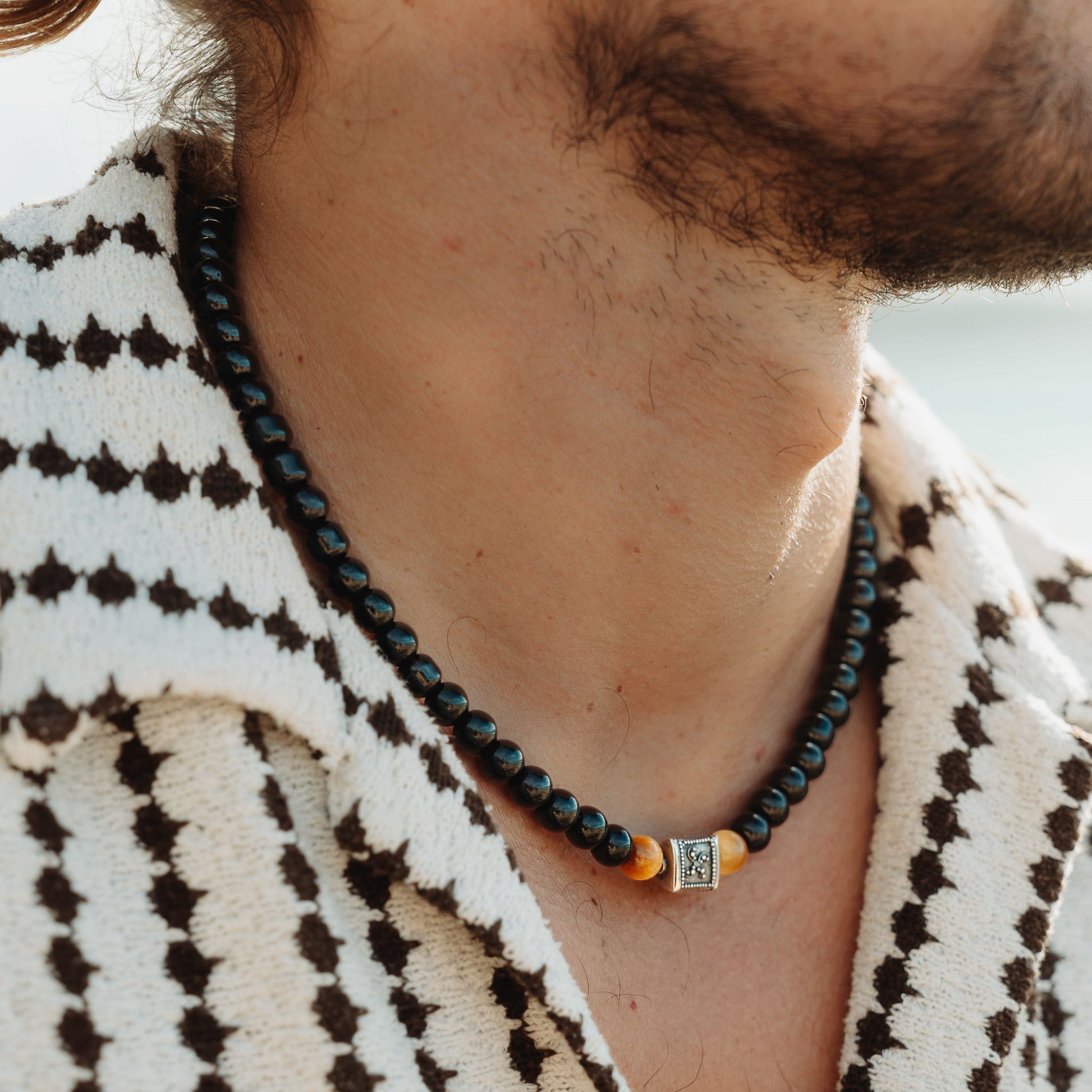 Onyx Valor Necklace – black onyx necklace worn by man | Stone N Luxe